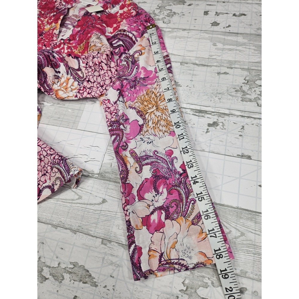 Charter Club Womens S Linen Cotton Paisley Embroidered Tunic Top Pink - Picture 7 of 9